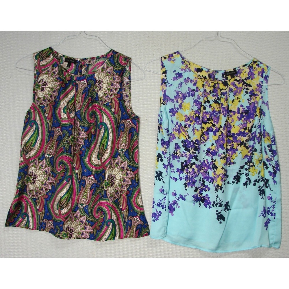 Lot of 2 Talbots Silk Tank Cami Tops Sleeveless Round Neck Size 6 Office Travel